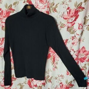 dressbarn Black Turtleneck Long Sleeve Top Large